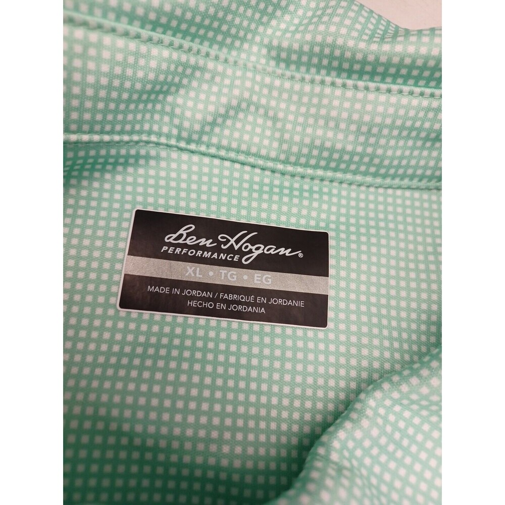 Ben Hogan Performance Polo Shirt Green Men's XL Golf Casual Plaid Athletic wear - Picture 10 of 10